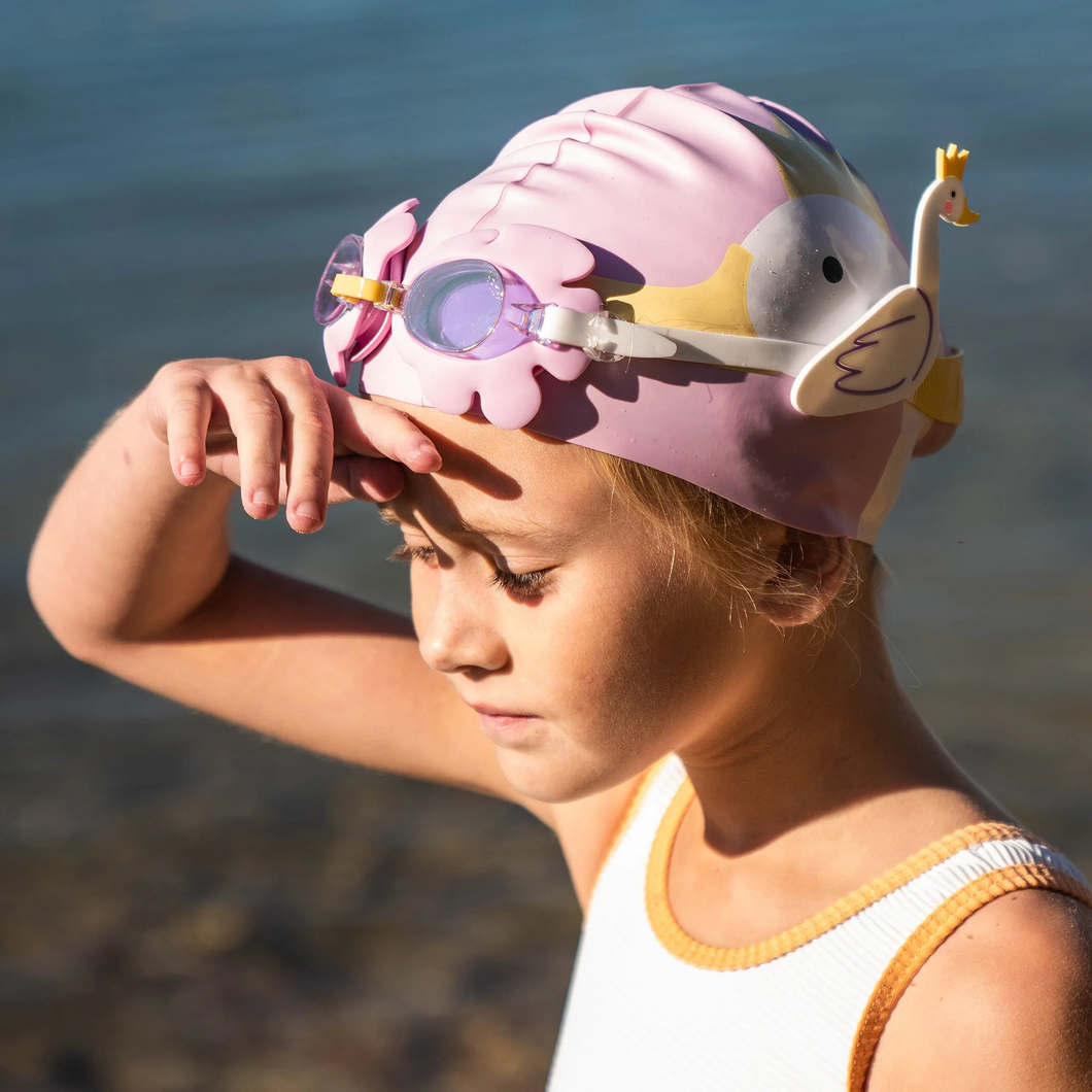 Kids Swimming Cap Princess Swan Multi