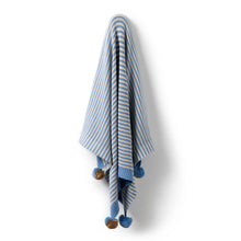Load image into Gallery viewer, Frosted Blue Organic Knitted Stripe Blanket
