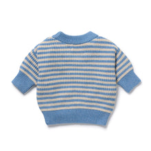 Load image into Gallery viewer, Frosted Blue Organic Knitted Stripe Jumper
