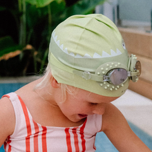Load image into Gallery viewer, Kids Swimming Cap Cookie The Croc Light Khaki
