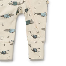 Load image into Gallery viewer, Woolly Whales Organic Zipsuit with Feet
