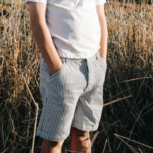 Load image into Gallery viewer, Boys Dress Shorts - Navy Pinstripe
