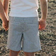 Load image into Gallery viewer, Boys Dress Shorts - Navy Pinstripe
