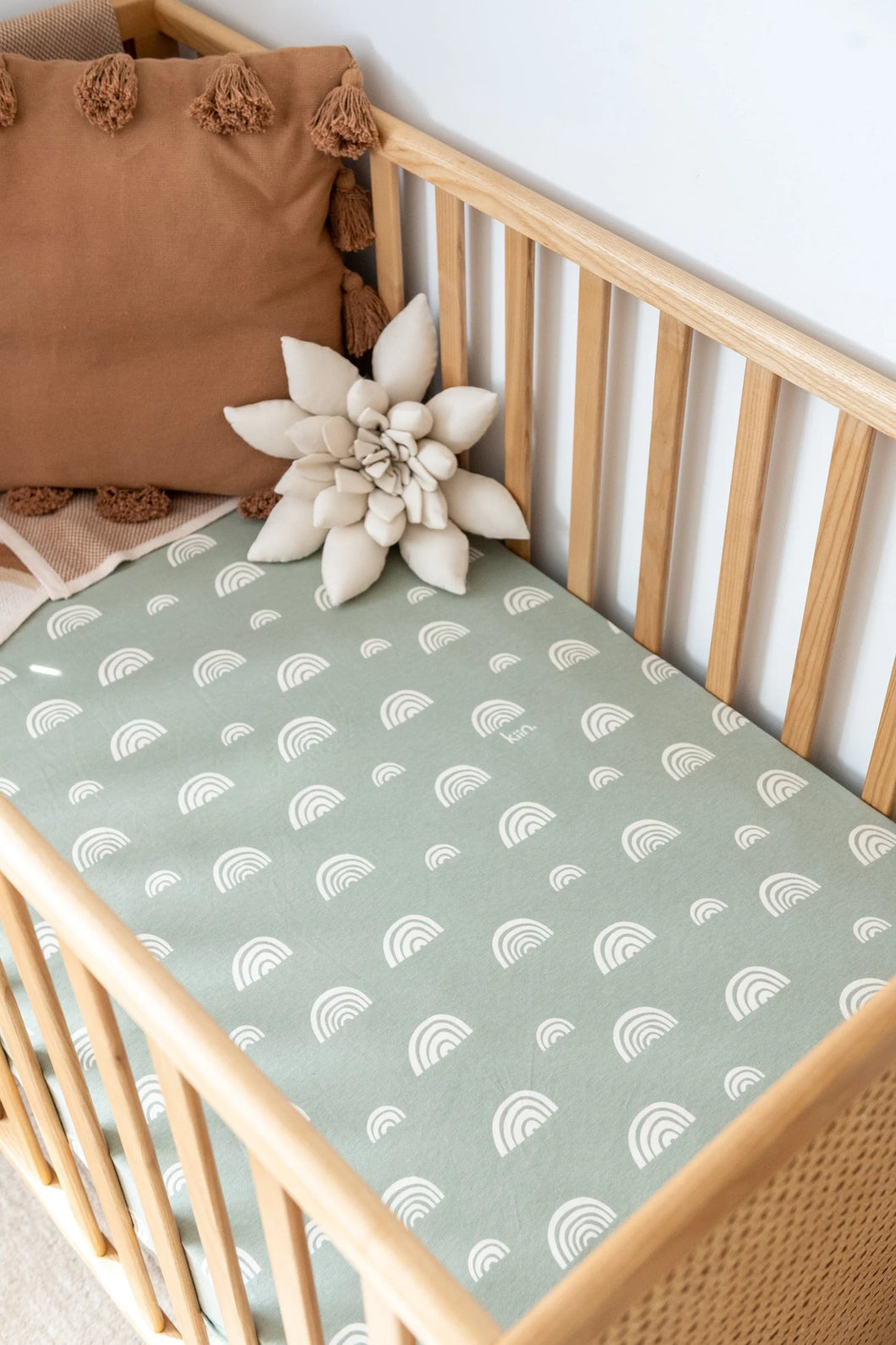 Organic Cot Sheet - Rainbow Sage