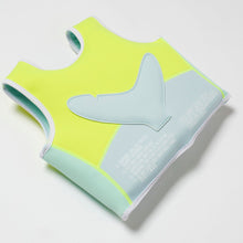 Load image into Gallery viewer, Salty the Shark Swim Vest 2-3 Aqua Neon Yellow
