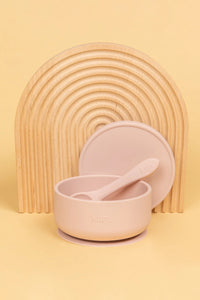 Silicone Suction Bowl with lid + Spoon Set - Blossom