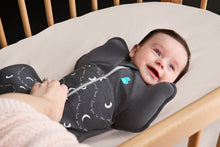 Load image into Gallery viewer, Swaddle Up 1.5T Stretch Cotton Fleece Moon And Back Charcoal
