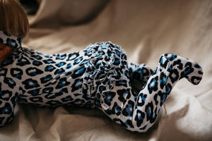 Romper- Ruffled Blue Leopard