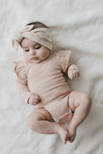 Load image into Gallery viewer, Organic Cotton Frill Longsleeve Bodysuit - Rose Dust
