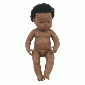 Miniland Doll - Anatomically Correct Baby, African Boy, 38 cm (UNDRESSED)