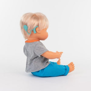 Miniland Doll - Anatomically Correct Baby, Caucasian Girl, 38 cm (UNDRESSED) with Hearing Implant