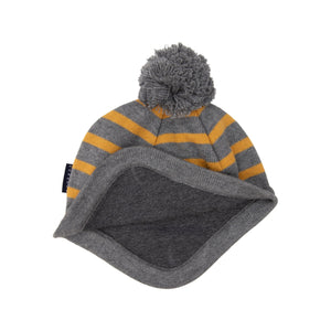 Striped Knit Beanie Charcoal Stripe