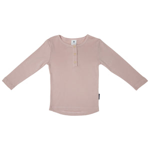 Cotton Modal Henley Top Dusty Pink