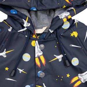 Space Rocket Raincoat - Navy