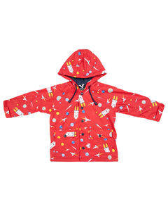 Space Rocket Raincoat - Red