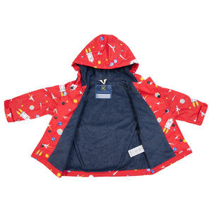 Space Rocket Raincoat - Red