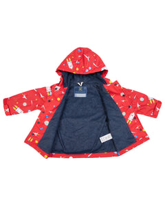 Space Rocket Raincoat - Red