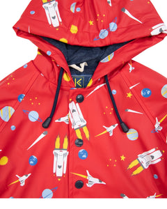 Space Rocket Raincoat - Red