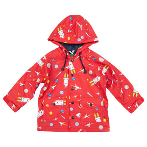 Space Rocket Raincoat - Red