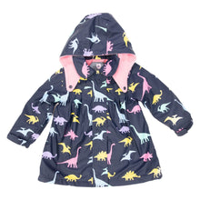 Load image into Gallery viewer, Girl Dinosaur Colour Change Raincoat - Navy
