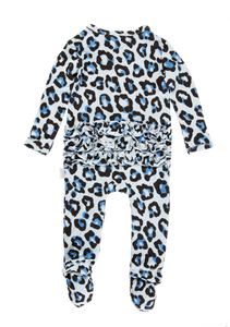 Romper- Ruffled Blue Leopard