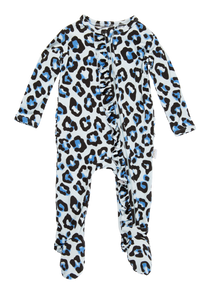 Romper- Ruffled Blue Leopard