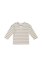 Load image into Gallery viewer, Rocco Pima Cotton Long Sleeve Top - Fudge Stripe
