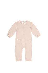 Organic Cotton Fine Rib Elly Onesie - Rose Dust