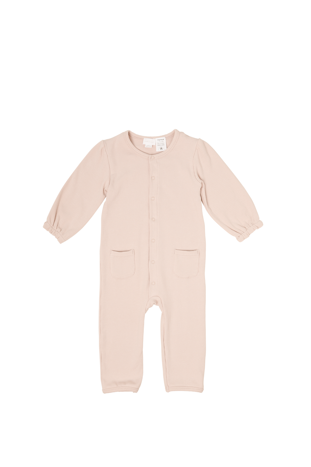 Organic Cotton Fine Rib Elly Onesie - Rose Dust
