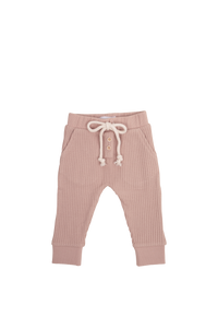 Organic Cotton Waffle Oliver Pant - Dusky Rose