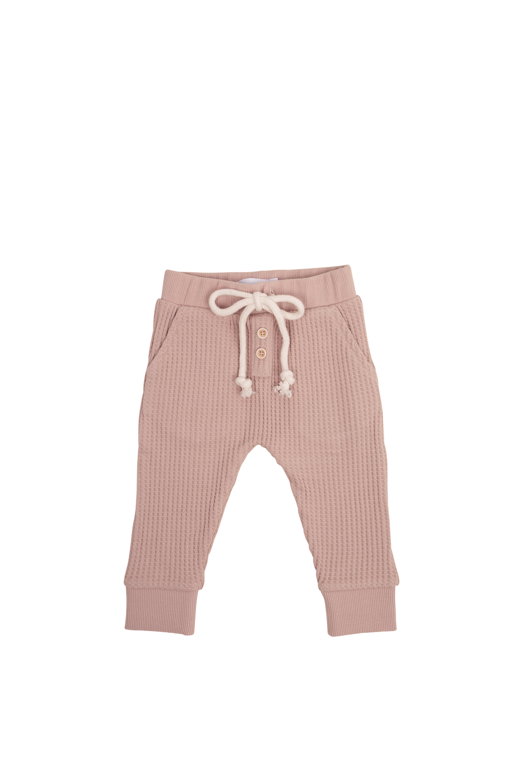 Organic Cotton Waffle Oliver Pant - Dusky Rose
