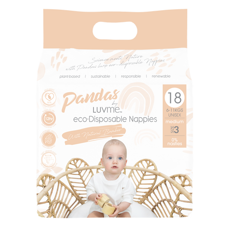 Panda Eco Nappies by Luvme, medium size 3, One country Mouse Kids