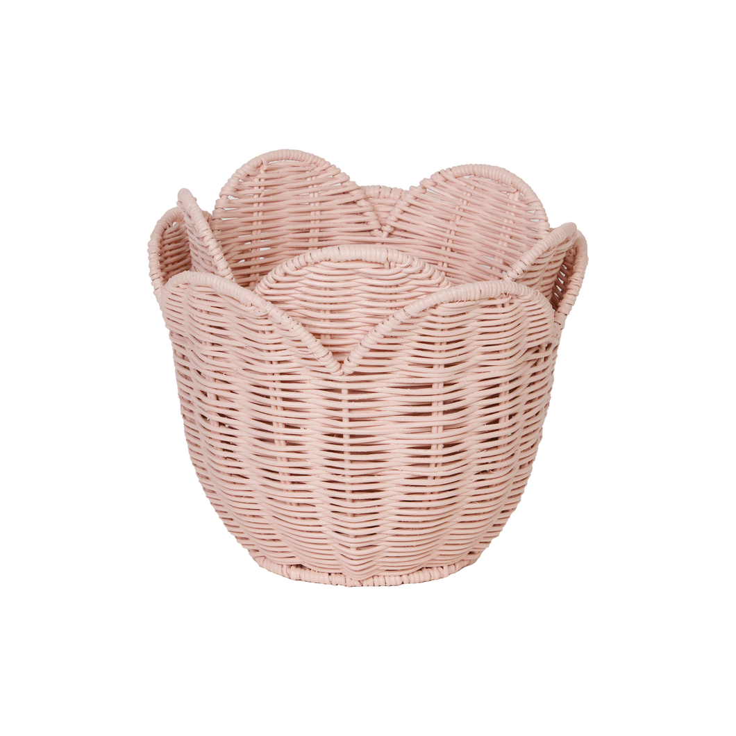 Rattan Lily Basket Set -  Blush