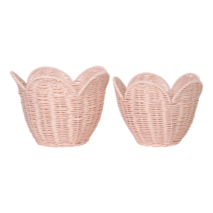Rattan Lily Basket Set -  Blush