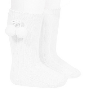 Pom Pom Socks White