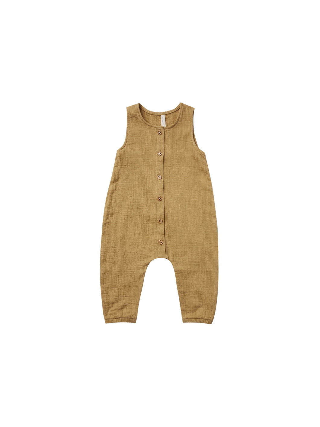 Woven Button Jumpsuit - Gold