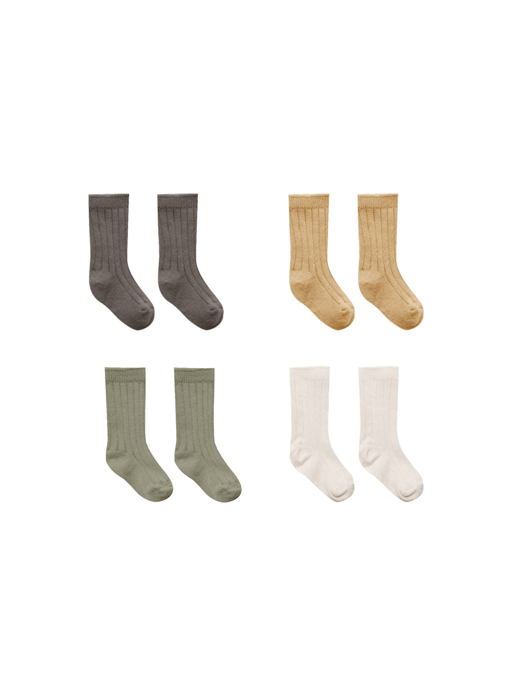 ribbed socks set | fern, charcoal, natural, honey