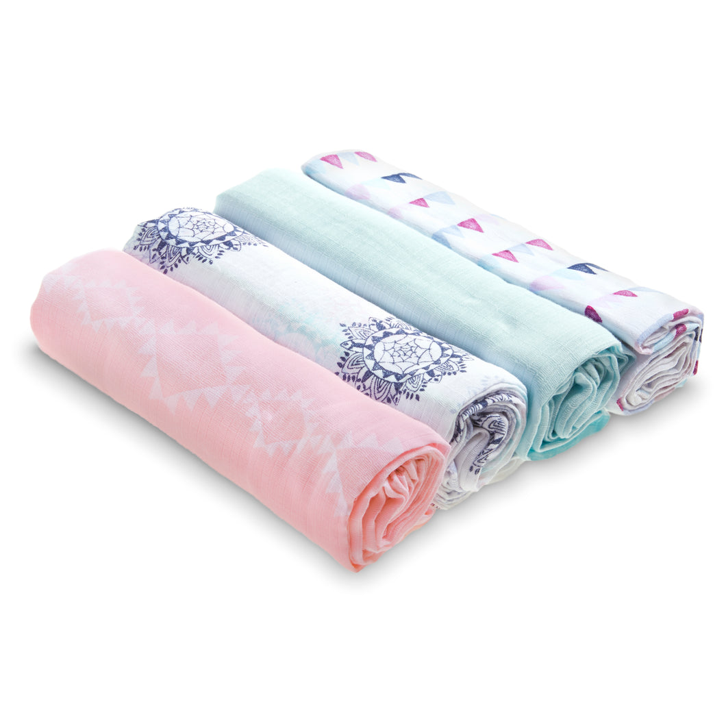 Muslin Swaddle - Pretty Pink- 4 pack swaddle