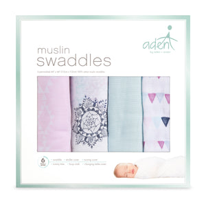 Muslin Swaddle - Pretty Pink- 4 pack swaddle
