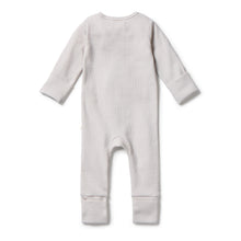 Load image into Gallery viewer, Organic Stripe Rib Zipsuit with Feet - Dawn
