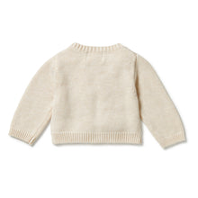 Load image into Gallery viewer, Knitted Ruffle Cardigan Hello World
