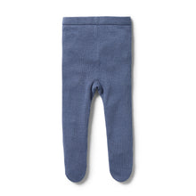 Load image into Gallery viewer, Knitted Legging with Feet - Blue Depths
