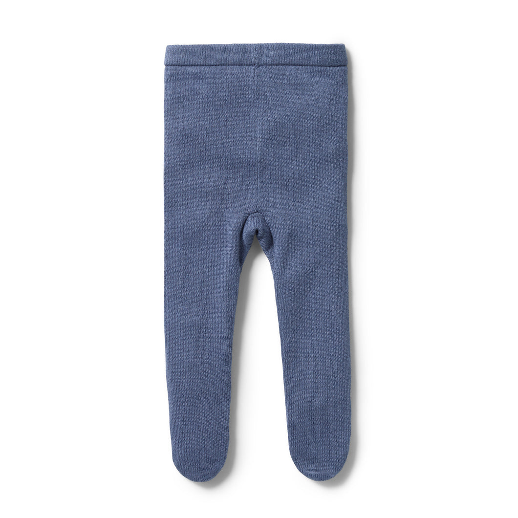 Knitted Legging with Feet - Blue Depths