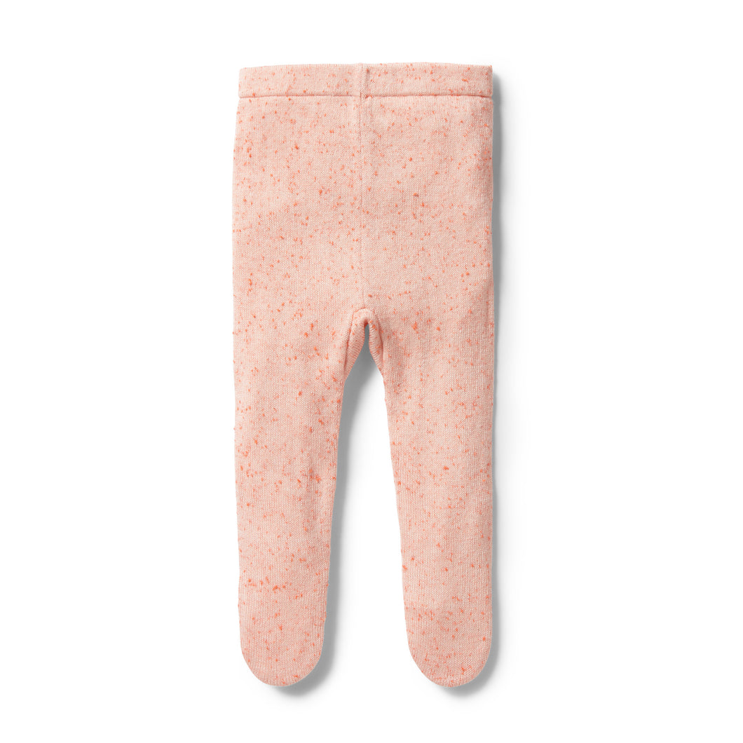 Knitted Legging with Feet - Silver Peony Fleck