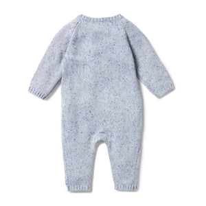 Knitted Cable Growsuit - Deep Blue Fleck