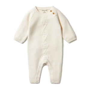 Knitted Mini Cable Growsuit - Gardenia