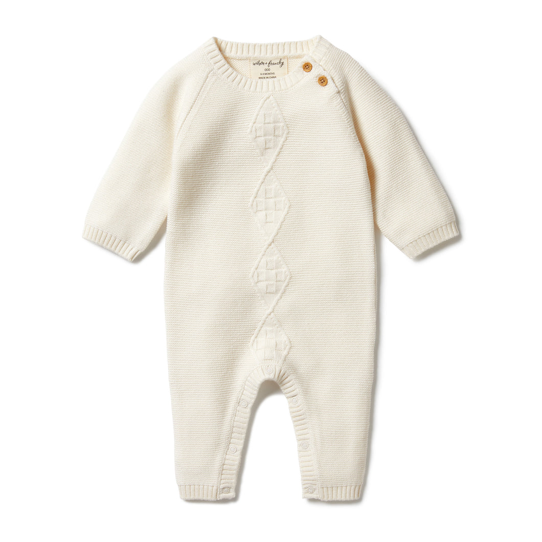 Knitted Mini Cable Growsuit - Gardenia