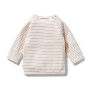 Organic Stripe Rib Kimono Top - Cameo Rose