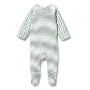 Organic Stripe Rib Zipsuit - ArcticÊ