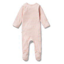 Load image into Gallery viewer, Organic Stripe Rib Zipsuit - Coral
